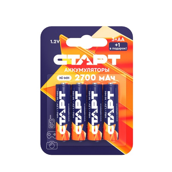 Аккумулятор СТАРТ Ni-MH  HR6 AA 2700mAh BL3+1 Аккумулятор СТАРТ Ni-MH HR6 AA 2700mAh BL3+1