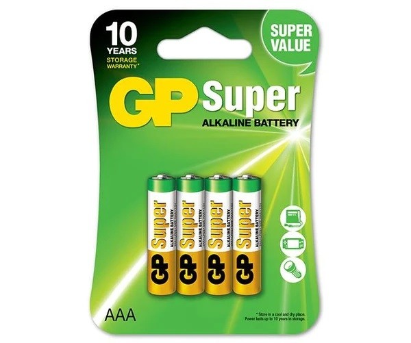 Алкалиновые батарейки GP Super Alkaline 24А ААA - 4 шт. на блистере GP 4891199000058