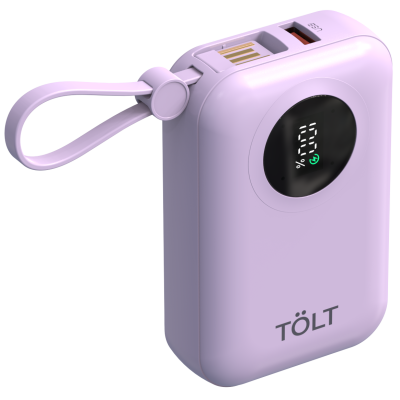 Портативный аккумулятор TOLT Lit LT-LM10T, 10000mAh, 22,5W, fast charging and PD, violet TOLT LT-LM10T