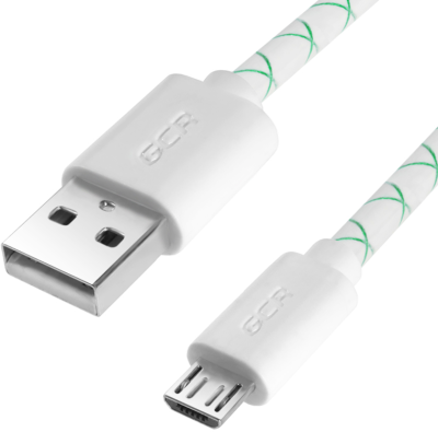 Greenconnect Кабель 2A 2.0m USB 2.0, AM/microB 5pin, бело-зеленый, белые коннекторы, 28/24 AWG, поддержка функции быстрой зарядки, морозостойкий Greenconnect  USB 2.0 Type-AM - microUSB 2.0 (m) 2м