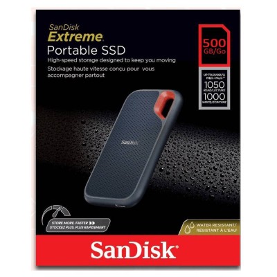 Твердотельный диск 500GB Sandisk Extreme Portable V2, External, USB 3.2, [R/W -1050/1000 MB/s] черный