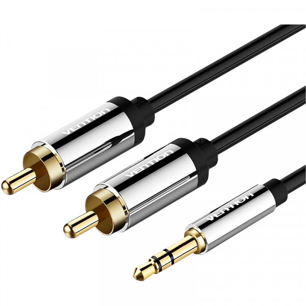 Кабель Vention аудио Jack 3,5 mm M/2RCA M - 1,5м Черный Vention P550AC150-S