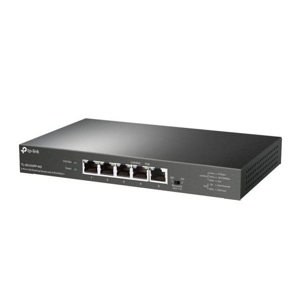 TP-Link TL-SG105PP-M2 Настольный коммутатор с 5 портами 2,5 Гбит/с (4 порта PoE++), стальной корпус