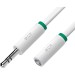 GCR Удлинитель аудио 20.0m jack 3,5mm/jack 3,5mm белый, зеленая окантовка, ультрагибкий, M/F, Premium, экран, стерео, GCR-53992 Greenconnect GCR-53992, 20 м