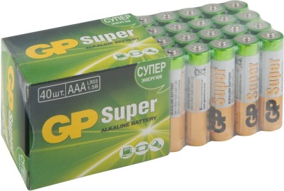 Алкалиновые батарейки GP Super Alkaline 24А ААA - 40 шт. в пленке GP 4891199083327