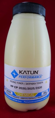 Тонер для картриджей CC532A/CE412A Yellow, химический (фл. 80г) Katun фас.Россия