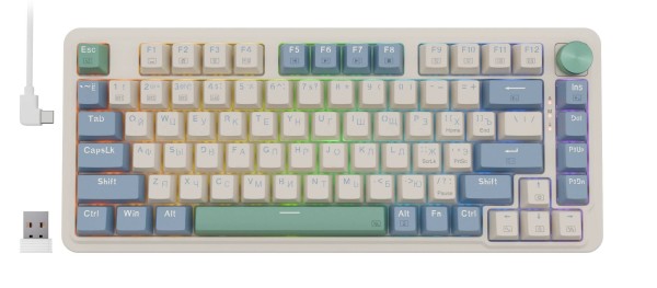 Redragon Беспроводная клавиатура Ucal Pro RU,RGB,кре/фиол/зел,BT+2.4,гас