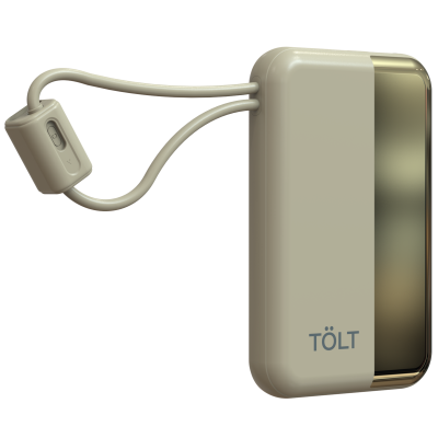 Портативный аккумулятор TOLT Lit KC16, 10000mAh, 22,5W, fast charging and PD, beige, CCC TOLT KC16