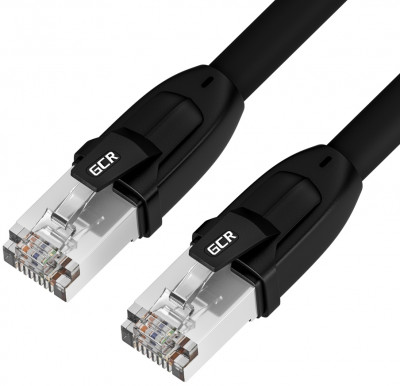 GCR Патч-корд PROF кат.8 ethernet  3.0m F/FTP,  RJ45, CU, 26 AWG, литой, прямой, черный, экранированные коннекторы, GCR-52349 Greenconnect RJ45(m) - RJ45(m) Cat. 8 F/FTP LSZH 3м