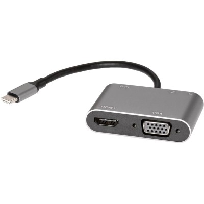 Адаптер USB Type-Cm-->VGA, HDMI 4k*30Hz, USB3.0, PD, Audio, iOpen (Aopen/Qust)<ACU4511> VCOM ACU4511