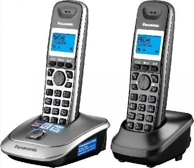 Р/телефон Panasonic KX-TG2512RU1 (черный, темно-серый металлик, 2 трубки)