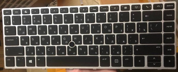 Клавиатура для HP EliteBook 840 G5 / 846 G5 / 840 G6 / 846 G6 (черная с серебристой рамкой/подсветка/указатель)