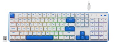 Redragon Беспроводная клавиатура Faye Pro RU,RGB,бел/син,BT+2.4G,гаскет