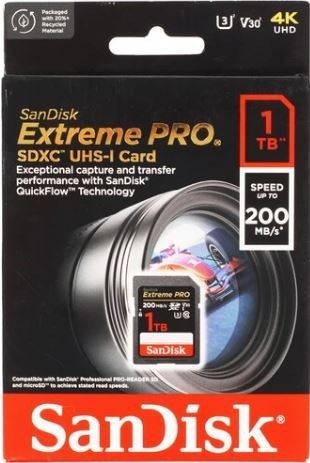 Флеш карта SD 1TB SanDisk SDXC Class 10 V30 UHS-I U3 Extreme Pro 200/140MB/s
