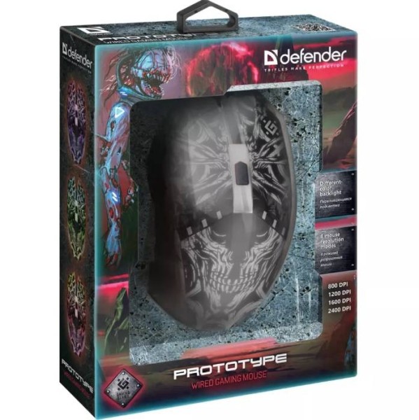 Defender Игровая мышь проводная Prototype GM-670L оптика,6кнопок,2400dpi