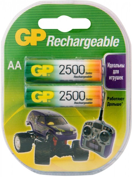 Перезаряжаемые аккумуляторы GP 250AAHC AA, емкость 2450 мАч - 2 шт. в клемшеле GP 4891199069901