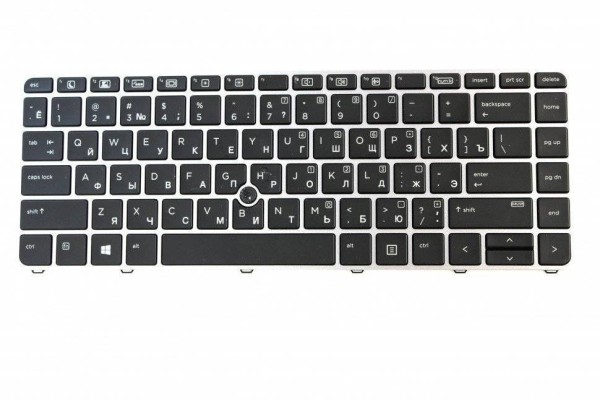 Клавиатура для HP EliteBook 745 G3 / 840 G3 / 745 G4 / 840 G4 (черная с серой рамкой/подсветка/указатель)