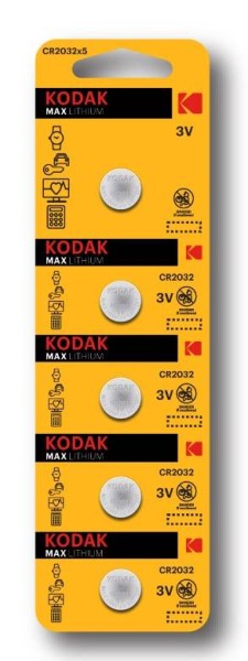 Kodak Батарейки CR2032-5BL MAX Lithium (60/360/69120), Грузить кратно 5.