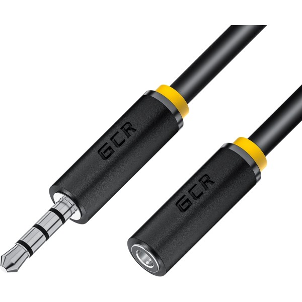 GCR Удлинитель для гарнитуры 10.0m jack 3,5mm/jack 3,5mm черный, желтая окантовка, 28AWG, M/F, GCR-54003 Greenconnect GCR-54003, 10 м