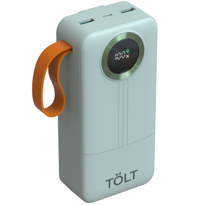 Портативный аккумулятор TOLT Lit KP328 Green, 30000mAh, 22,5W, fast charging and PD, green, CCC TOLT KP328 Green