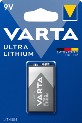 Батарейка Varta ULTRA Крона 6FR22 BL1 Lithium 9V (6122) (1/10/50) VARTA 06122301401