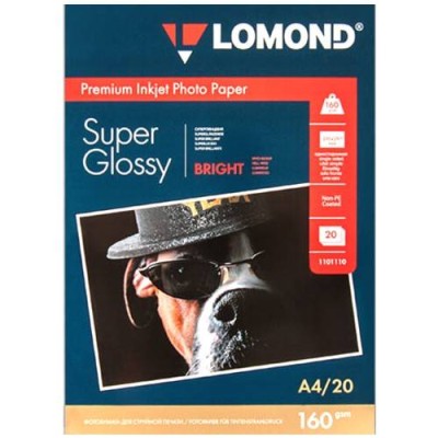 Фотобумага ПРЕМИУМ для стр. печати LOMOND А4,160 г/м2 одност.Non-PE Coated Bright Super Glossy