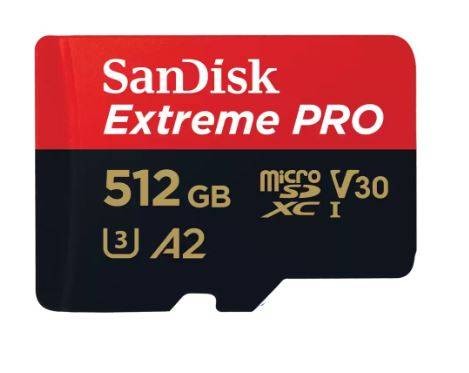 Флеш карта microSD 512GB SanDisk microSDXC Class 10 UHS-I A2 C10 V30 U3 Extreme Pro (SD адаптер) 200MB/s