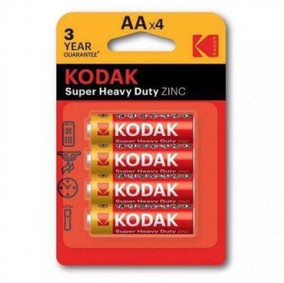 Kodak Батарейки AA R6-4BL SUPER HEAVY DUTY Zinc [KAAHZ-4] (80/400/26400), Грузить кратно 4.