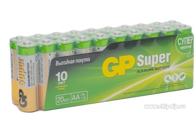 Алкалиновые батарейки GP Super Alkaline 15А АA - 20 шт. в пленке GP 4891199098406