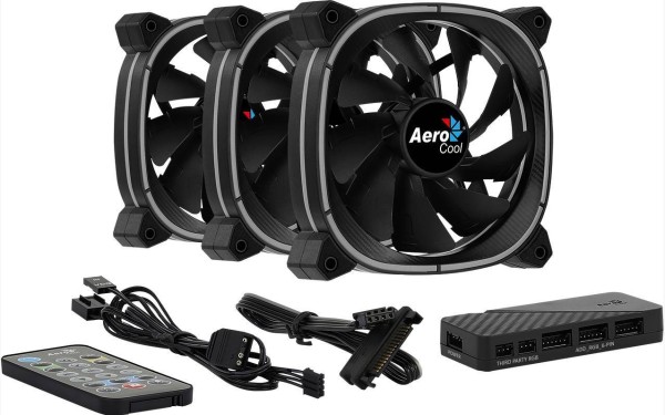 Вентилятор Aerocool Astro 12 Pro (3x120мм, 17.5dB, 1000rpm, 6 pin, подсветка+ пульт) RTL