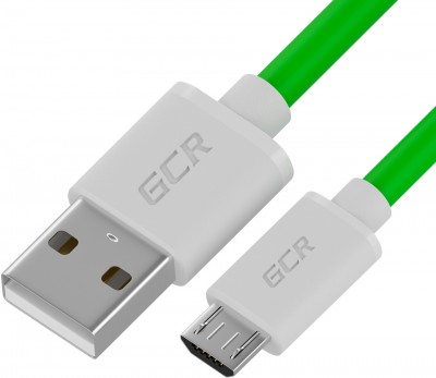 GCR QC Кабель 1.5m MicroUSB, быстрая зарядка, зеленый TPE, белые коннекторы, 28/22 AWG, GCR-52459 Greenconnect USB 2.0 Type-AM - microUSB 2.0 (m) 1.5м