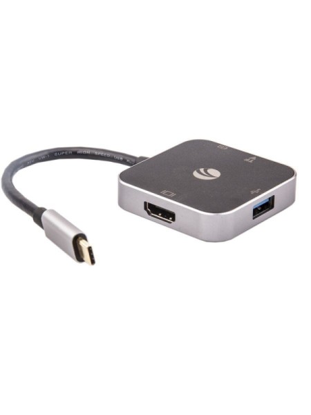 Aдаптер USB3.1 Type-CM-->HDMI+USB3.0+PD charging, TF, Aluminum Shell, VCOM <CU457>