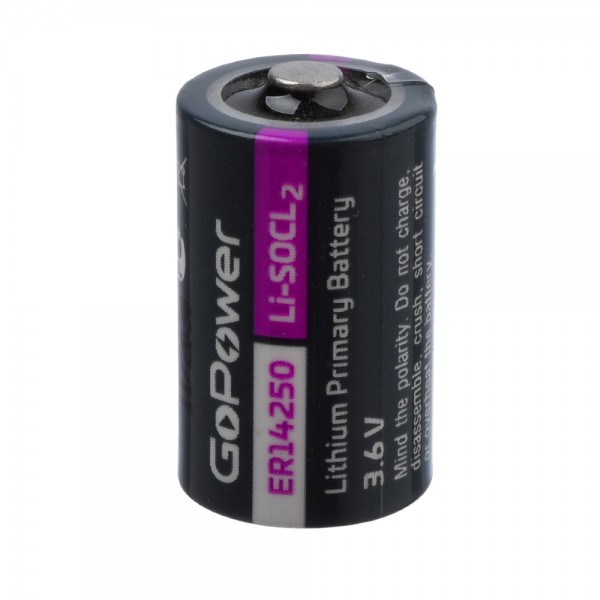 Батарейка GoPower 14250 1/2AA PC1 Li-SOCl2 3.6V (1/10/500) Батарейка GoPower 14250 1/2AA (00-00015329)