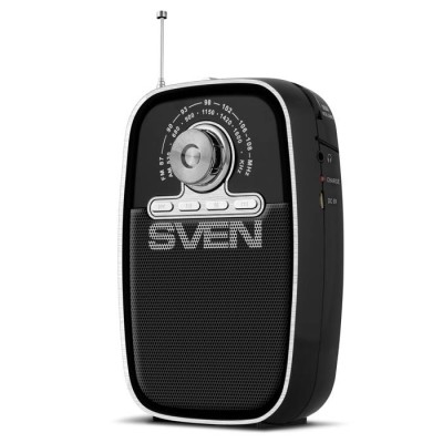 SVEN SRP-445, черный, радиоприемник, мощность 3 Вт (RMS), FM/AM, USB, microSD, встроенный аккумулятор