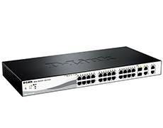 D-Link DES-1210-28P Настраиваемый коммутатор WebSmart с 24 портами 10/100Base-TX, 2 портами 10/100/1000Base-T, 2 комбо-п