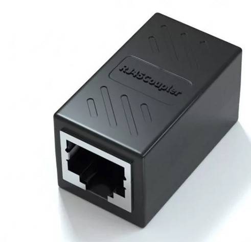 Модуль RJ-45 (F) <->RJ-45(F) ,FTP, проходной, ABS пластик, черный, кат. 5e VCOM 