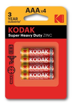 Kodak Батарейки AAA R03-4BL SUPER HEAVY DUTY Zinc [K3AHZ-4] (48/240/54000), Грузить кратно 4.