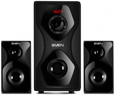 SVEN MS-2055, чёрный, акустическая система 2.1, мощность (RMS):30Вт + 2x12.5 Вт, FM-тюнер, USB/SD, дисплей, пульт ДУ, Bluetooth SVEN MS-2055