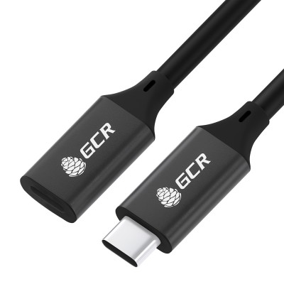 GCR Удлинитель USB 3.1 Type C-С, 2.0m черный, 100W/20V/5A, M/F, TPE, AL сase черный, экран, армированный, GCR-54077 Greenconnect GCR-54077