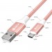 GCR QC Кабель 0.5m MicroUSB, быстрая зарядка, розовый нейлон, AL корпус розовый, белый ПВХ, 28/24 AWG, GCR-52464 Greenconnect USB 2.0 Type-AM - microUSB 2.0 (m) 0.5м