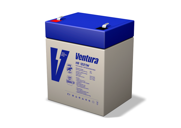 Батарея Ventura серия HR, HR1221W, напряжение  12 В, емкость 5Ач (разряд 20 часов), макс. ток заряда 1.5А,  свинцово-кислотная типа AGM,  клеммы  Т2, ДШВ  90x70x107мм, вес 1.8кг Ventura АКБ HR 1221W