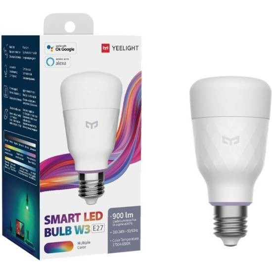 Yeelight YLDP005 Умная светодиодная лампа Smart LED Bulb W3 (Multiple color), Wi-Fi, E27, 8Вт, 900лм, 1700К, 6500K