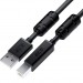 GCR Кабель PROF 3.0m USB 2.0, AM/BM, черный, ферритовые кольца, 28/24 AWG, экран, армированный, морозостойкий, GCR-52417 Greenconnect GCR-52417