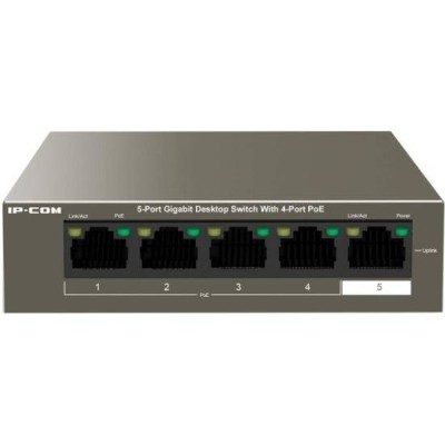 IP-COM G1105P-4-63W Коммутатор неуправляемый PoE, 5 портов, 5x1 Гбит/с, PoE 4х30 Вт, настольный