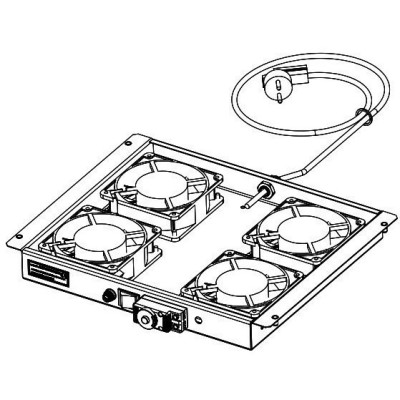 Вентиляторный модуль с 4 вентиляторами и цифровым управляемым термостатом для шкафов EvoLine, CloudMAX, ServerMAX, шнур питания, черный Estap FAN4DT4F01_M50