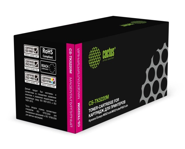 Картридж лазерный Cactus CS-TK5220M пурпурный (1200стр.) для Kyocera Ecosys M5521cdn/M5521cdw/P5021c