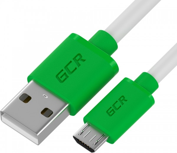 GCR QC Кабель 1.0m MicroUSB, быстрая зарядка, белый TPE, зеленые коннекторы, 28/22 AWG, GCR-52478 Greenconnect USB 2.0 Type-AM - microUSB 2.0 (m) 1м
