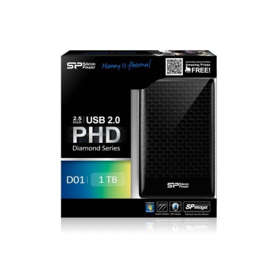 Внешний жесткий диск 1TB Silicon Power  Diamond D01, 2.5", USB 2.0, Черный