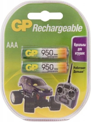 Перезаряжаемые аккумуляторы GP 95AAAHC AAA, емкость 950 мАч - 2 шт. в клемшеле GP 4891199069888