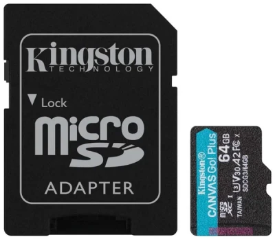 Карта памяти Kingston 64GB microSDXC Canvas Go Plus 170R A2 U3 V30 Card + ADP Kingston SDCG3/64GB